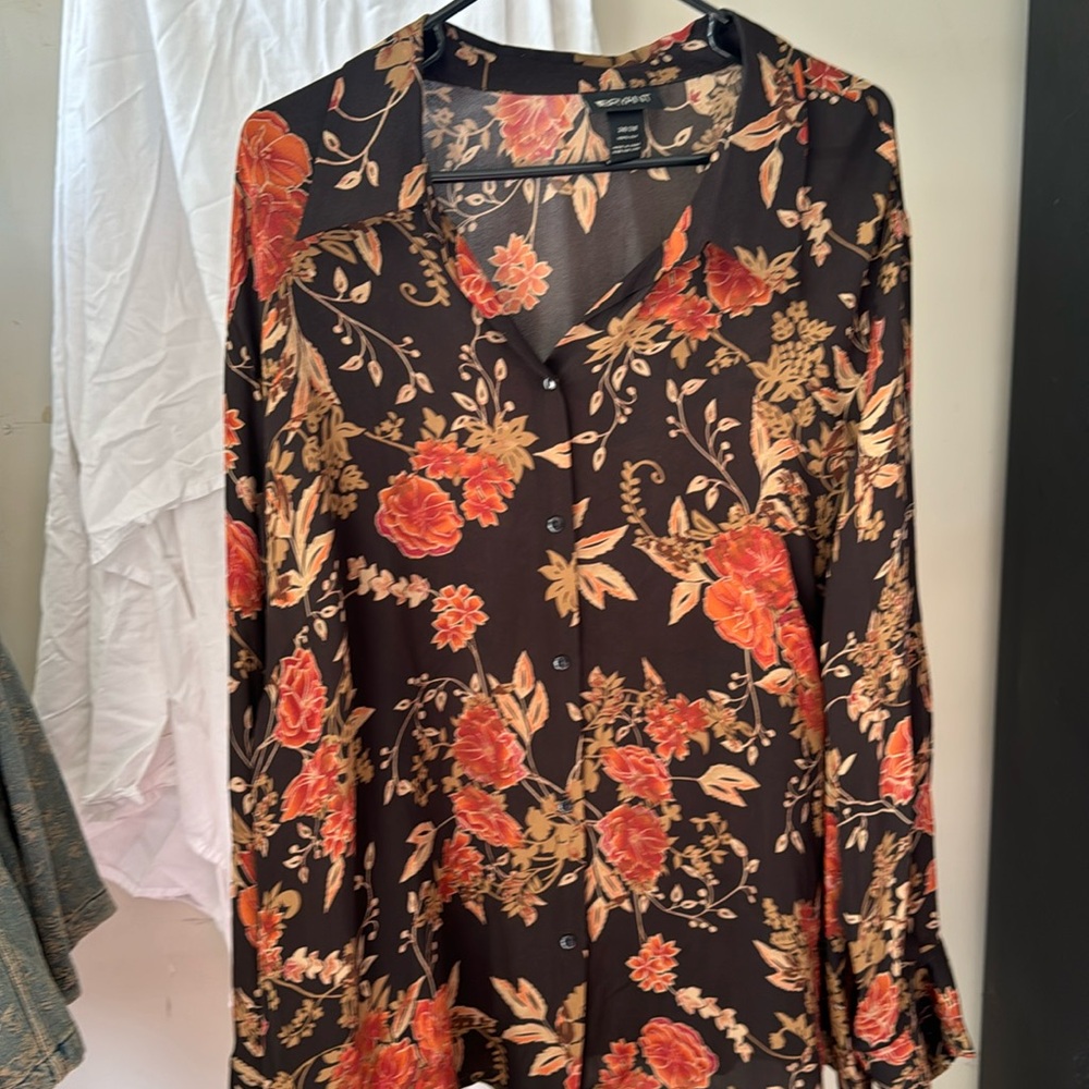 Lane Bryant Silk V-Neck Blouse